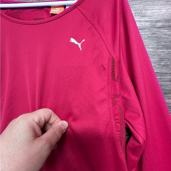 Puma Fushia Dark Pink Long Sleeve T-Shirt with Back Lace Detail - Picture 7 of 10